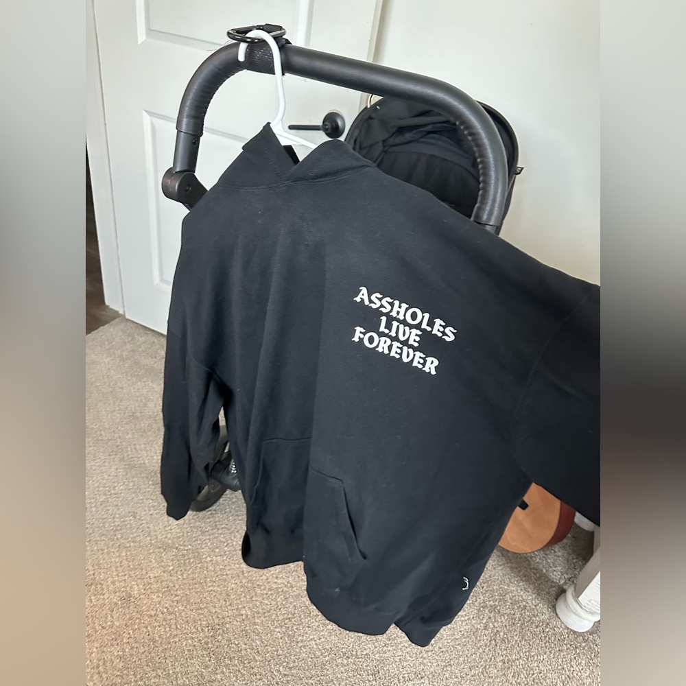 Black Hoodie with White Text
